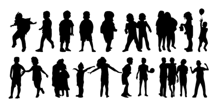 Vector gratuito pack de siluetas de niños silueta de niños