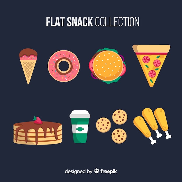 Vector gratuito pack de snacks en estilo flat