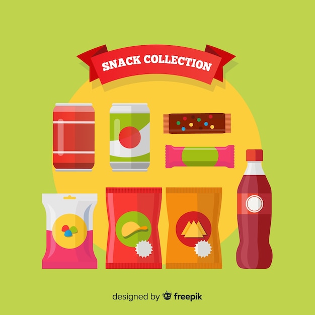 Vector gratuito pack de snacks flat