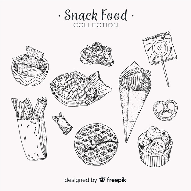 Vector gratuito pack de snacks ricos