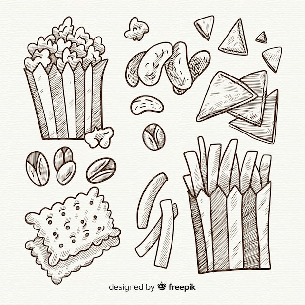 Vector gratuito pack  de snacks