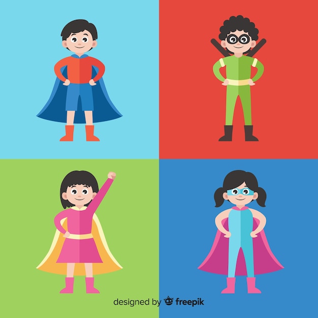 Vector gratuito pack de superheroes de niños