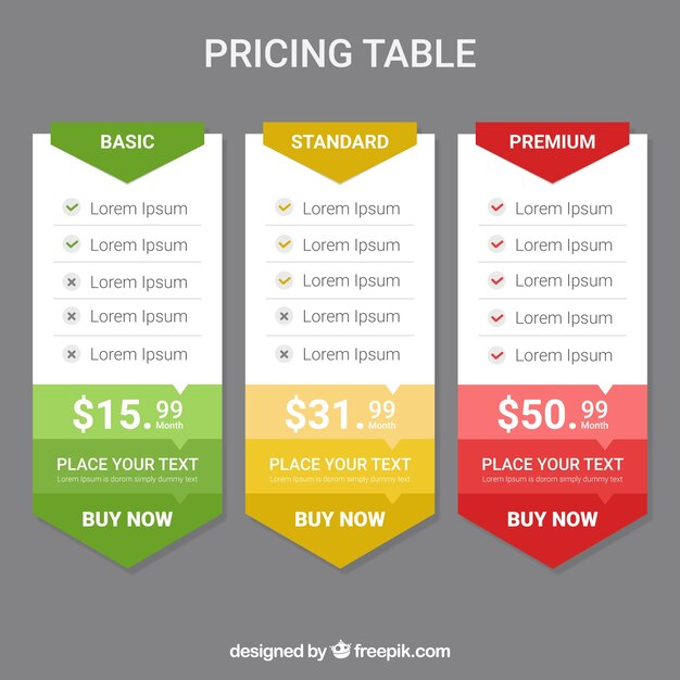 Pack de tabla de precios 