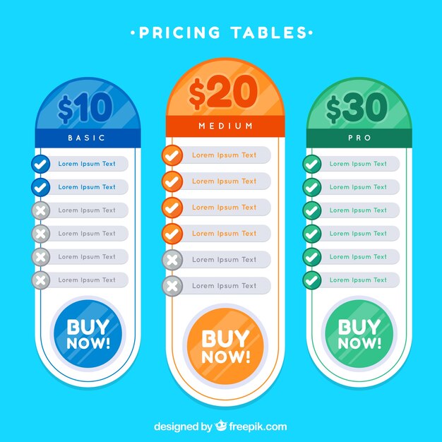 Pack de tabla de precios 