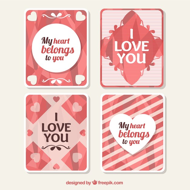 Vector gratuito pack de tarjetas abstractas de amor