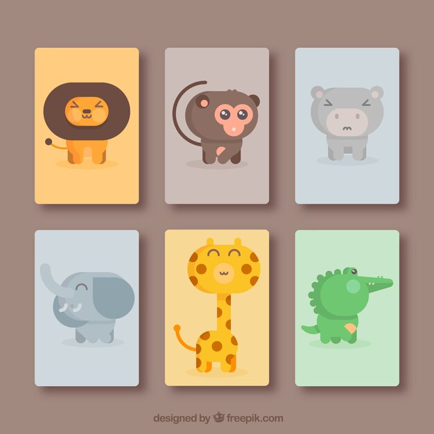 Pack de tarjetas con animales divertidos