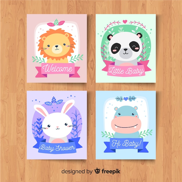 Vector gratuito pack de tarjetas de baby shower