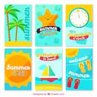 Vector gratuito pack de tarjetas bonitas de verano coloridas