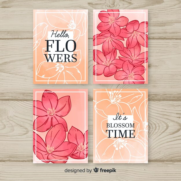 Pack tarjetas cerezo florecido 