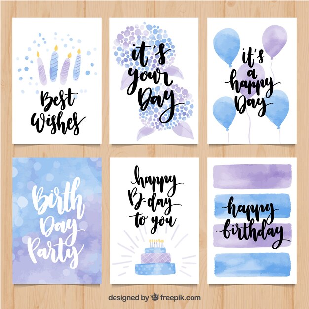 Pack de tarjetas de cumpleaños de acuarela