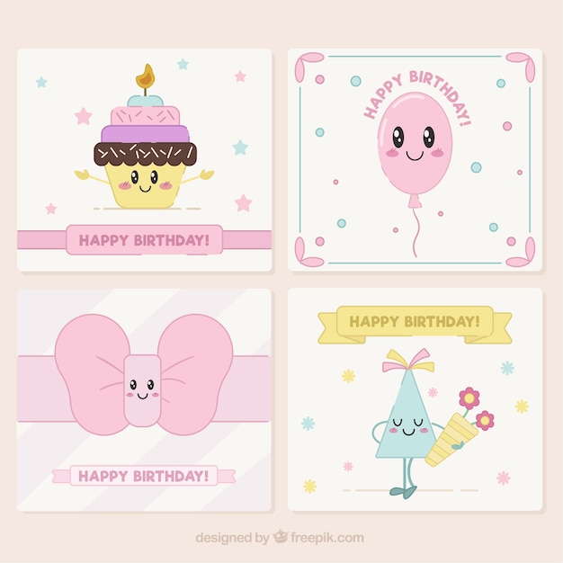 Pack de tarjetas de cumpleaños adorables