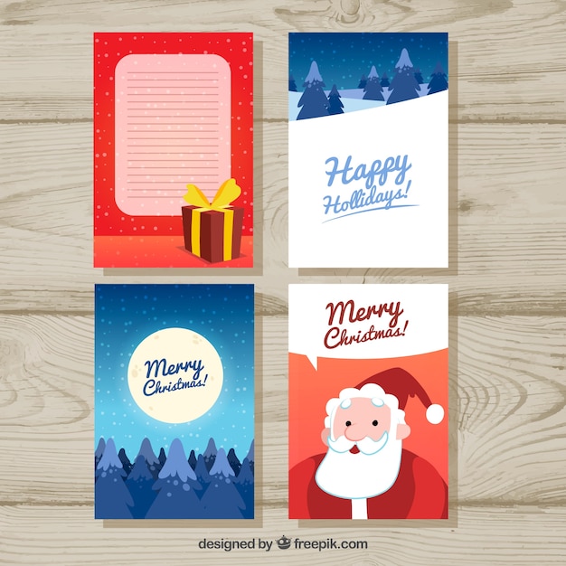 Vector gratuito pack de tarjetas de feliz navidad