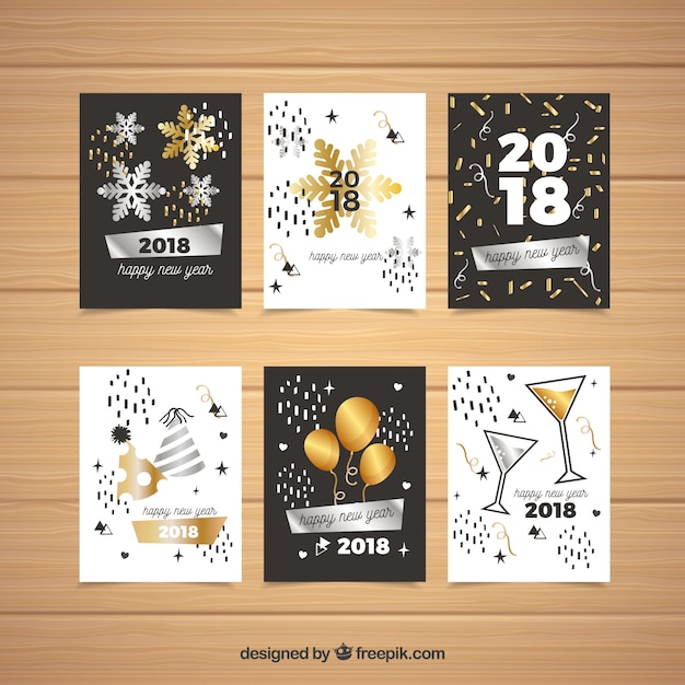 Vector gratuito pack de tarjetas de fiesta de año nuevo