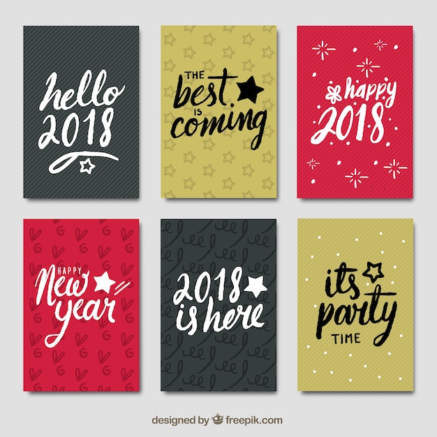 Vector gratuito pack de tarjetas de fiesta de año nuevo