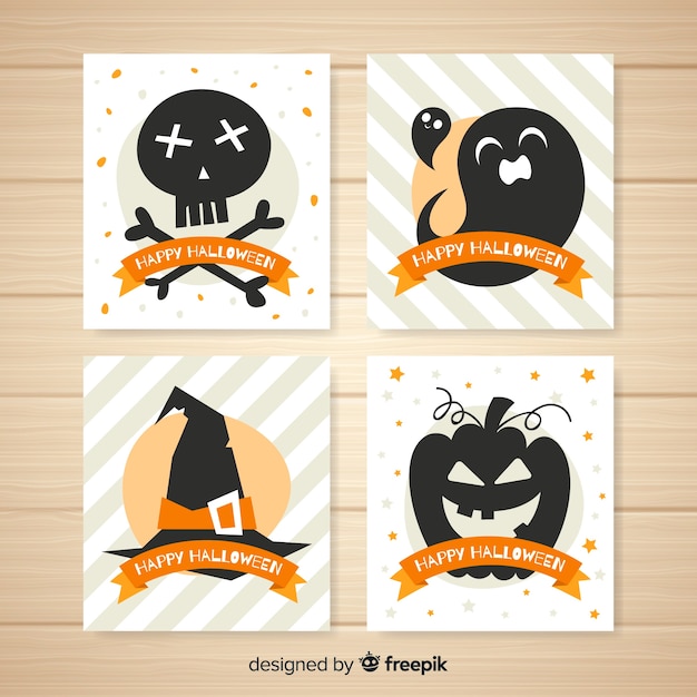 Vector gratuito pack de tarjetas de halloween