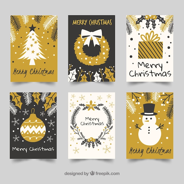 Pack de tarjetas de navidad dibujadas a mano 