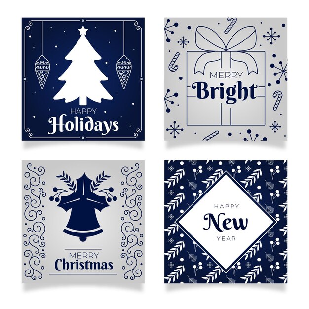 Vector gratuito pack tarjetas navidad y nochevieja