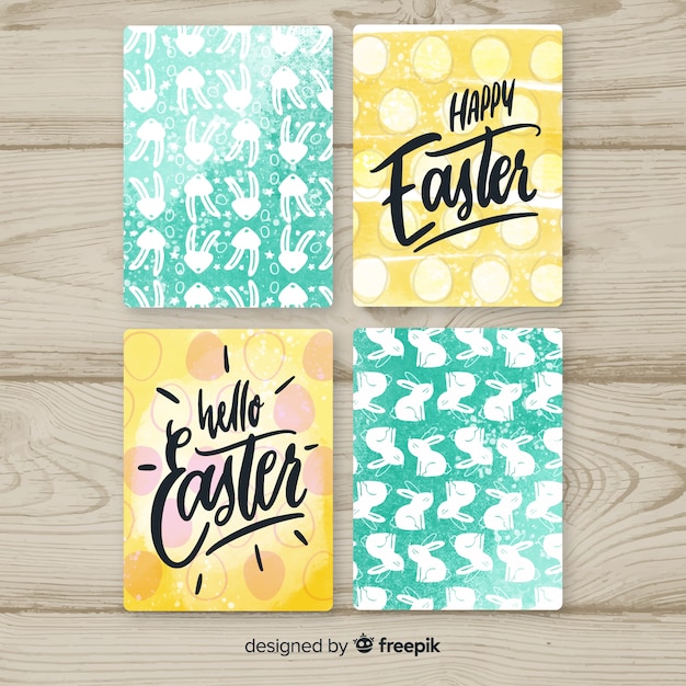 Vector gratuito pack tarjetas pascua caligráficas