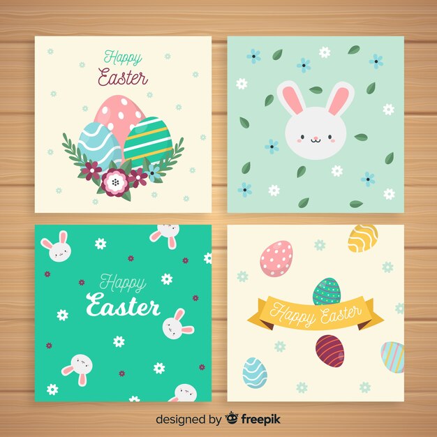 Pack tarjetas pascua conejo y huevos