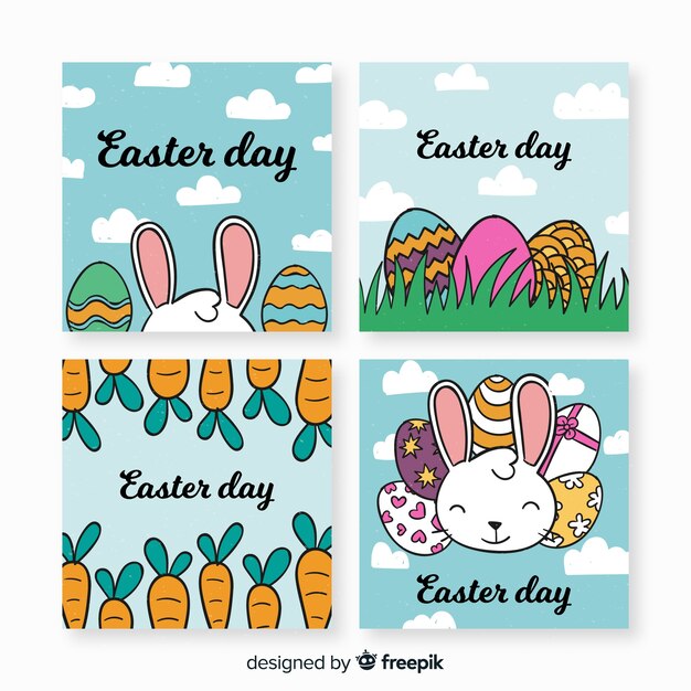 Pack tarjetas pascua dibujadas a mano