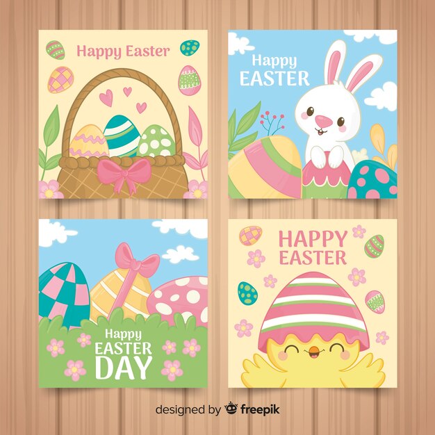Pack tarjetas pascua dibujos animados