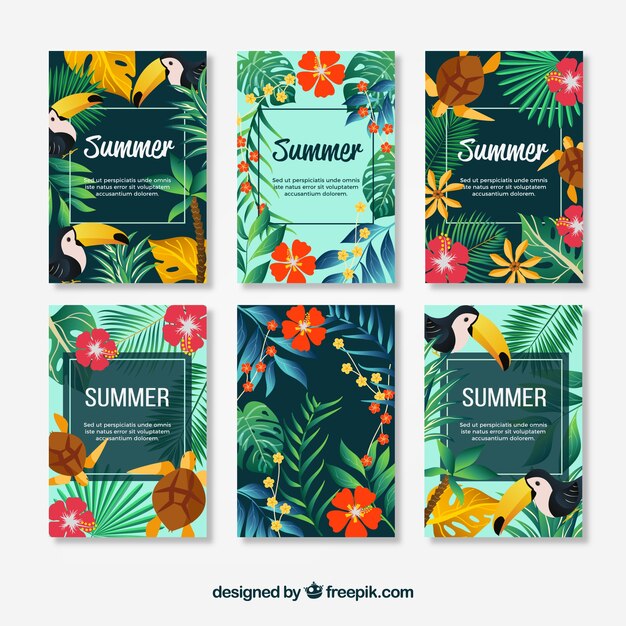 Pack de tarjetas de verano florales