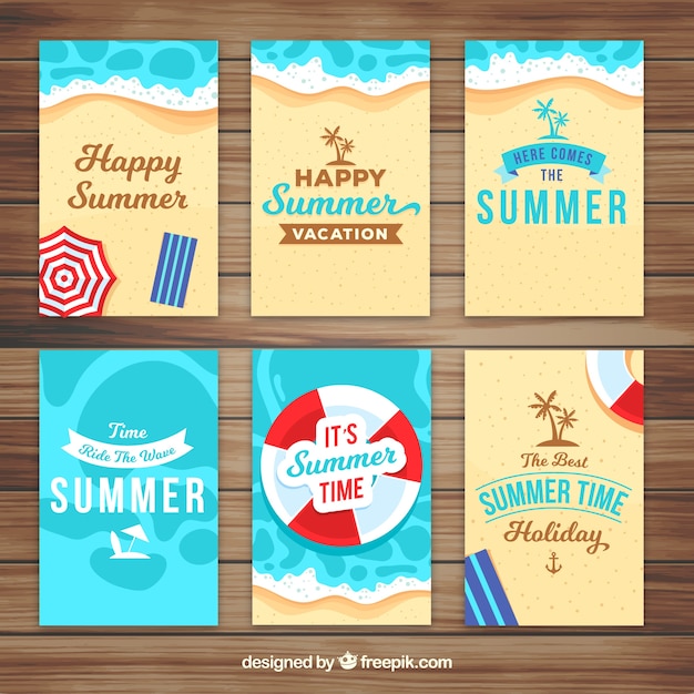 Vector gratuito pack de tarjetas de verano