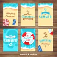 Vector gratuito pack de tarjetas de verano