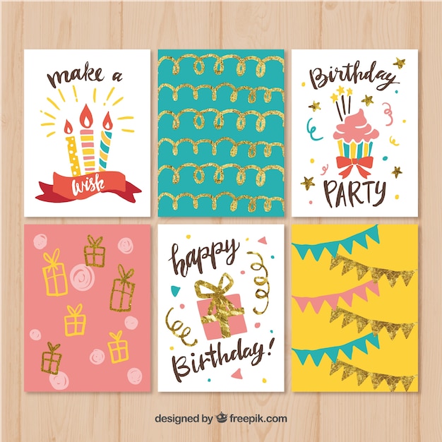 Pack de tarjetas vintage de cumpleaños
