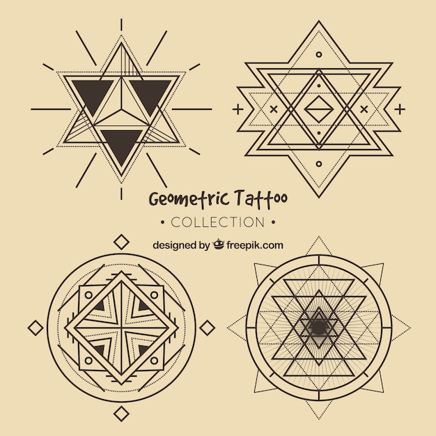 Vector gratuito pack de tatuajes geométricos dibujados a mano