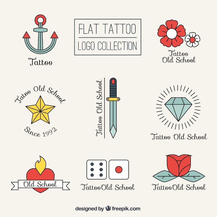 Vector gratuito pack de tatuajes lineales