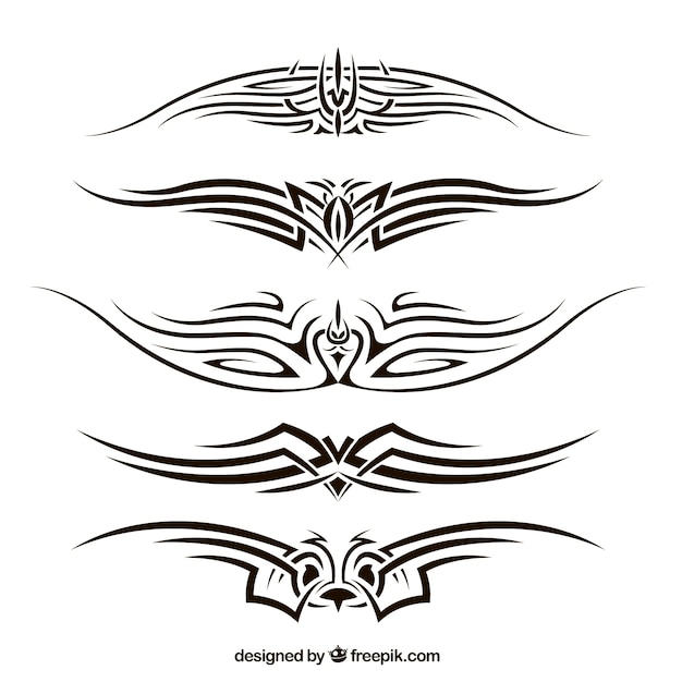 Vector gratuito pack de tatuajes tribales