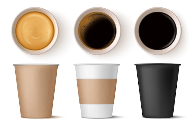 Pack de tazas de café realistas