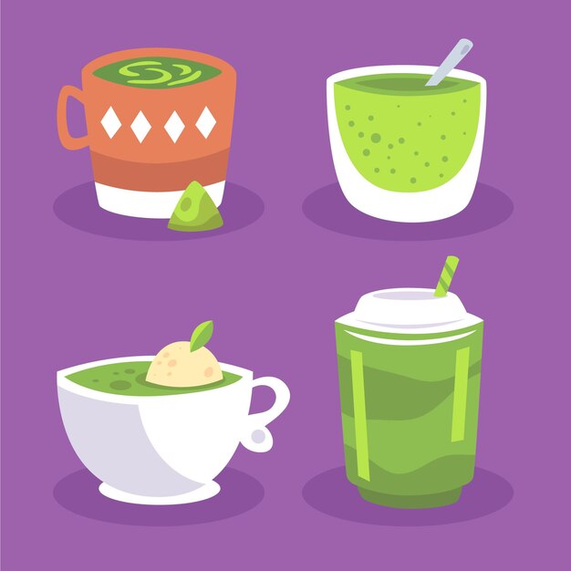 Pack de té matcha ilustrado
