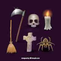 Vector gratuito pack terrorífico de elementos de halloween