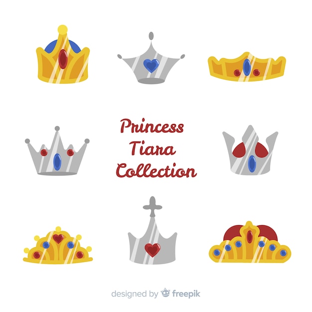 Vector gratuito pack tiaras de princesa planas