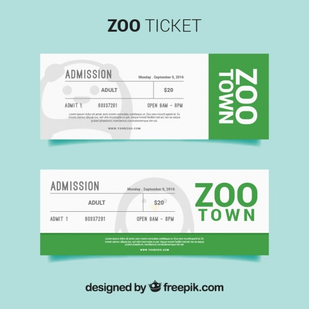 Vector gratuito pack de tickets de zoo