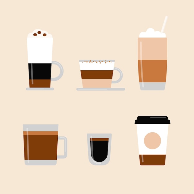 Vector gratuito pack de tipos de café