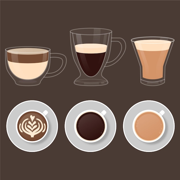 Vector gratuito pack de tipos de cafe