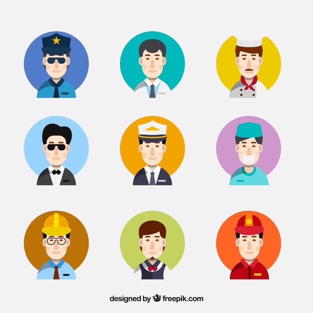 Pack de trabajadores masculinos con diseño plano