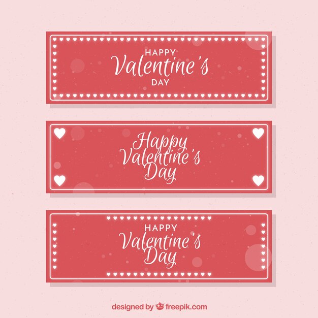 Pack de tres banners bokeh para el día de san valentín