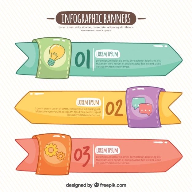 Pack de tres banners infográficos coloridos