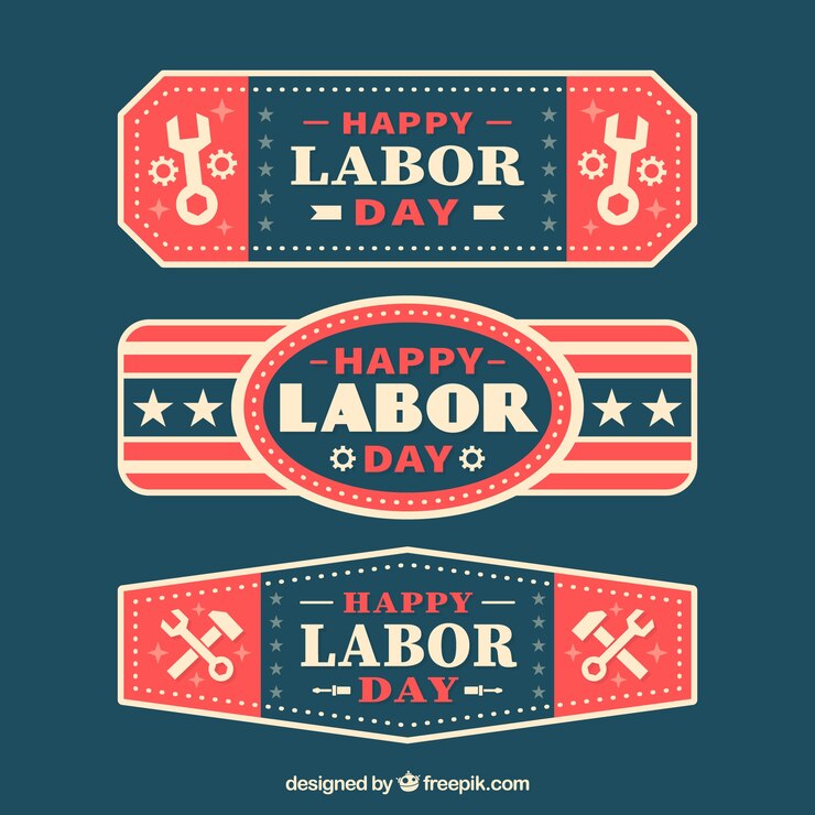 Vector gratuito pack de tres banners vintage americanos del día del trabajo 