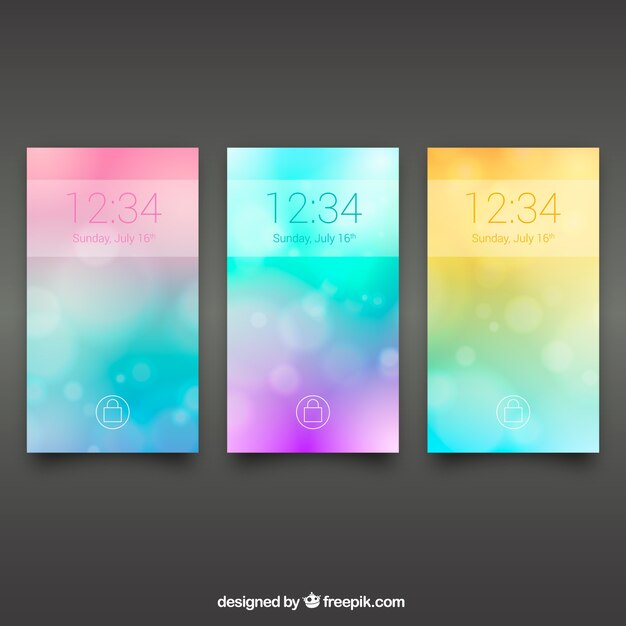 Pack de tres fondos de colores desenfocados para móvil