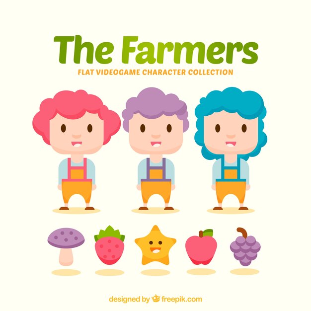 Pack de tres personajes de agricultores