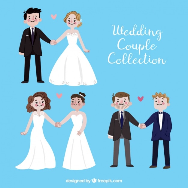 Pack de tres recién casados orgullosos