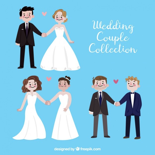 Pack de tres recién casados orgullosos