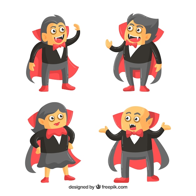 Vector gratuito pack de vampiros en diseño plano