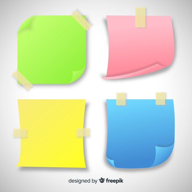 Pack de varias notas adhesivas en estilo realista