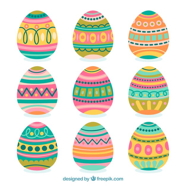 Pack de varios huevos de pascua coloridos